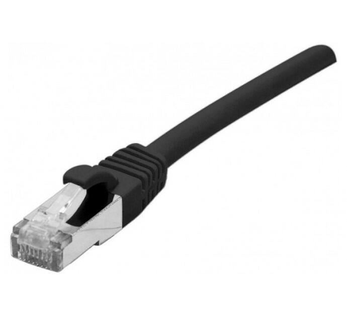 Exertis Connect Câble de raccordement Cat. 6A, S/FTP (PiMF), sans halogène, avec protection anti-casse, noir, 0,15 m