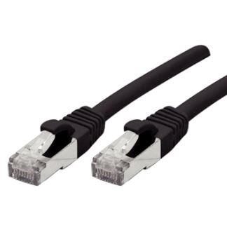Câble de raccordement Exertis Connect Cat. 6A, S/FTP (PiMF), sans halogène, avec protection anti-pliure, noir, 1,0 m