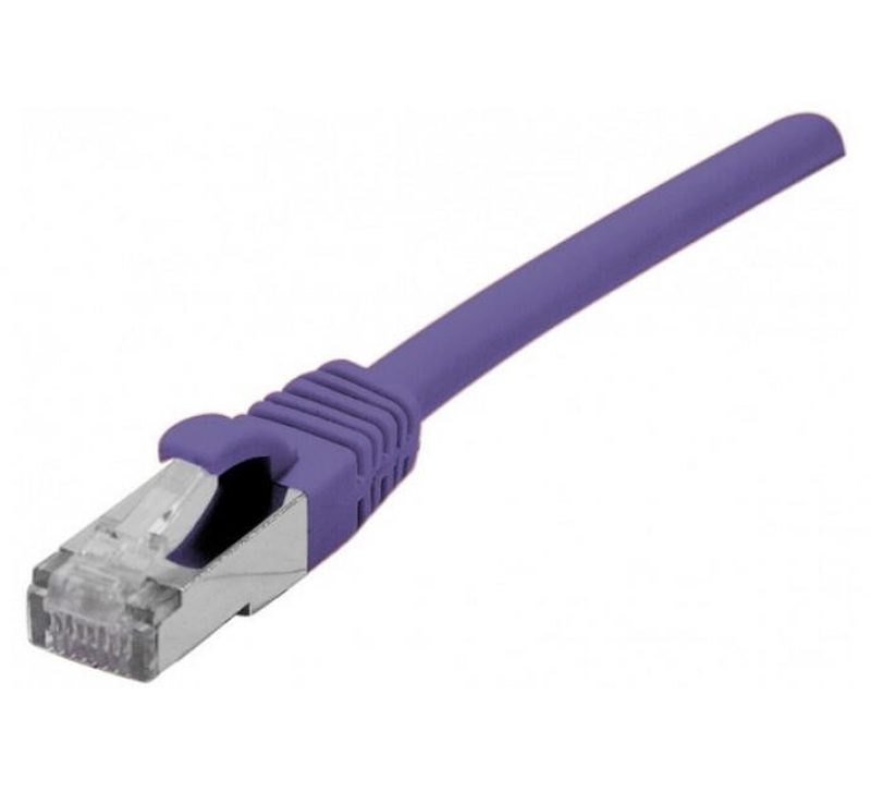 Câble patch Exertis Connect Cat. 6A, S/FTP (PiMF), sans halogène, avec protection anti-pliure étroite, violet, 0,5 m