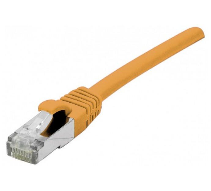 Exertis Connect Câble de raccordement Cat. 6A, S/FTP (PiMF), sans halogène, avec protection anti-casse, orange, 15,0 m Câble de raccordement 10-Gigabit avec protection anti-casse particulièrement étroite