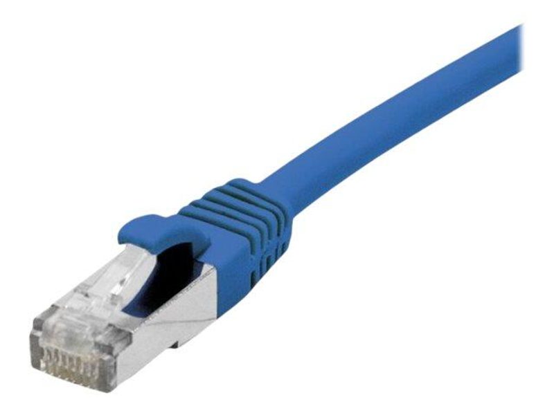 Dexlan Câble de raccordement Cat. 6A Class EA, S/FTP (PiMF), sans halogène, avec protection anti-casse, bleu, 1,0 m