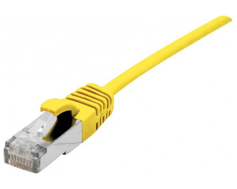 Câble de raccordement Dexlan Cat. 6A, S/FTP (PiMF), ultra-fin, sans halogène, avec protection anti-arrachement, jaune, 10,0 m