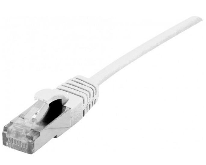 Câble de raccordement Dexlan Cat. 6A, S/FTP (PiMF), extra-fin, sans halogène, avec protection contre les accrocs, blanc, 1,0 m Jusqu'à 40 % d'économie de place dans l'armoire serveur