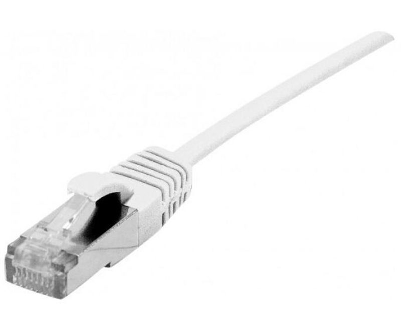 Câble de raccordement Dexlan Cat. 6A, S/FTP (PiMF), extra-fin, sans halogène, avec protection contre l'arrachement, blanc, 10,0 m
