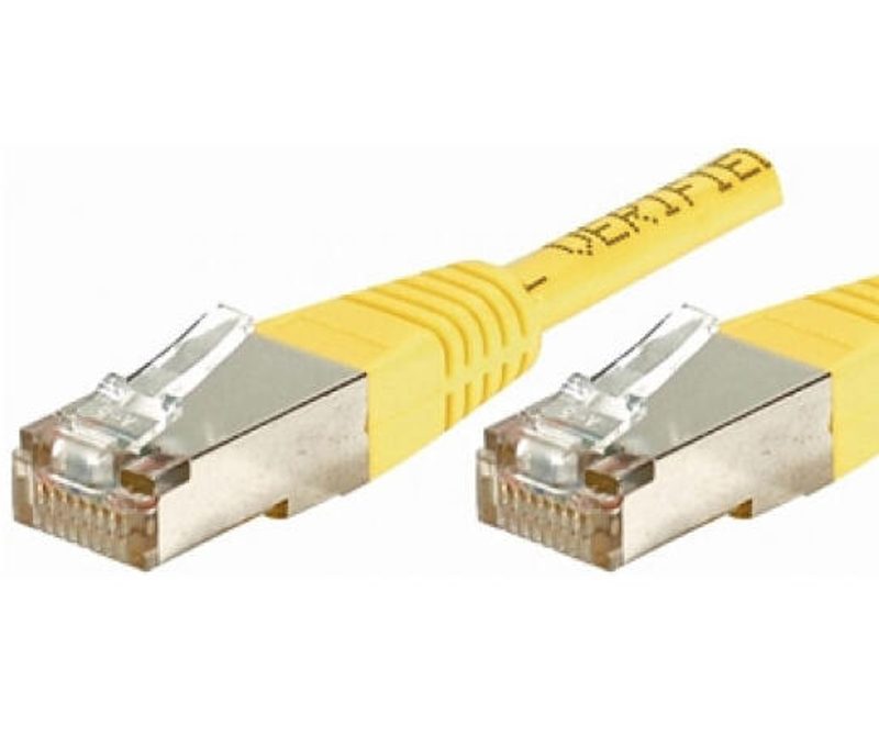 Câble de raccordement Dexlan Cat. 6A, F/UTP, jaune, 7,5 m - Câble de raccordement 10 Gigabit avec protection anti-pliage étroite