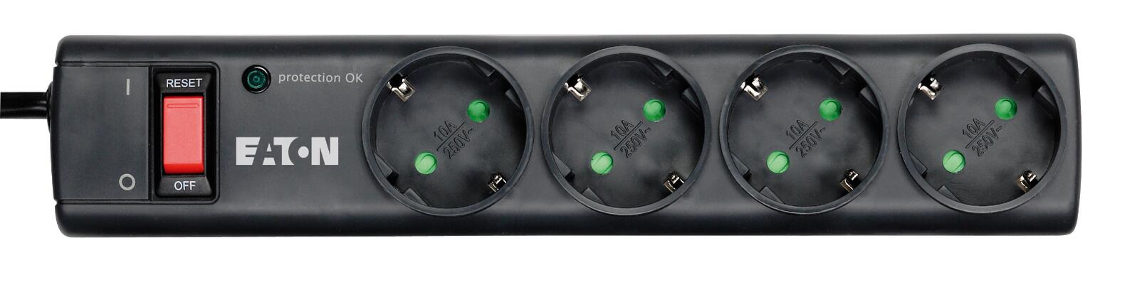 Multiprise Eaton 4 prises avec protection foudre et surtension et interrupteur 1 m noir (PS4D)