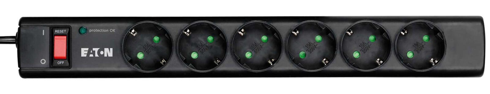 Multiprise Eaton 6 prises avec protection foudre et surtension et interrupteur 1 m noir (PS6D)