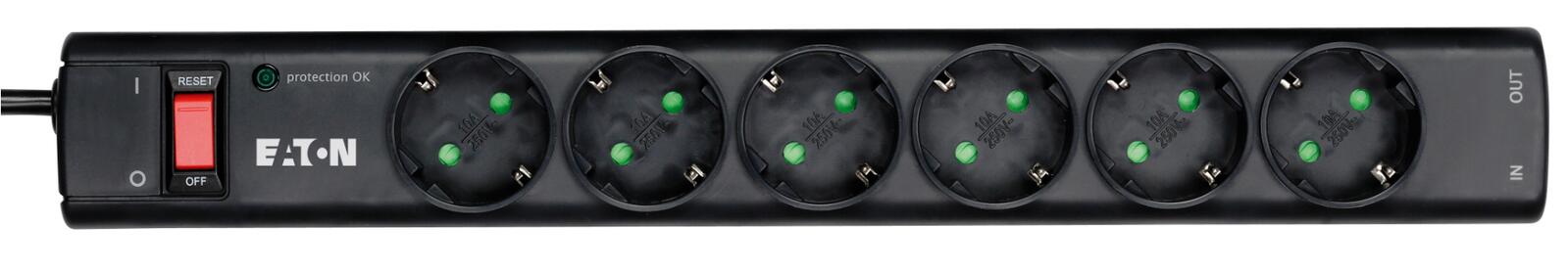 Multiprise Eaton 6 prises avec connecteur téléphonique RJ-11 et interrupteur 1 m noir protection foudre et surtension PS6TD