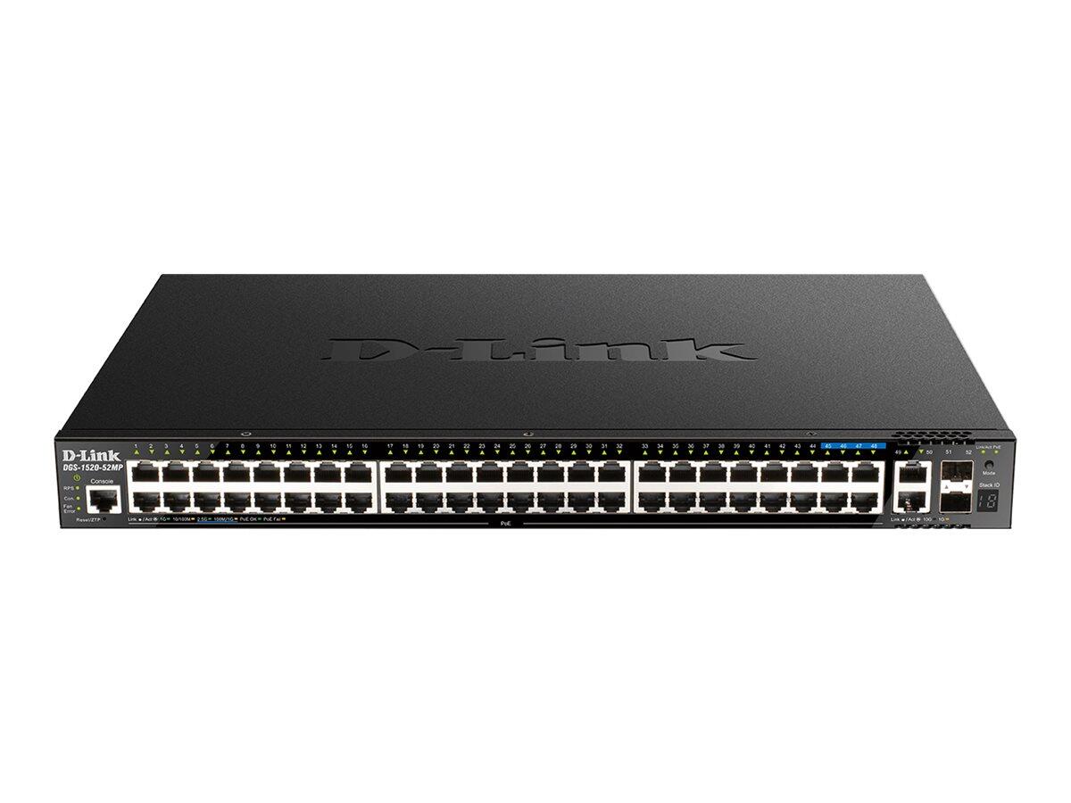 Commutateur empilable D-Link DGS-1520-52MP/E, 52 ports Smart Managed PoE+ Gigabit