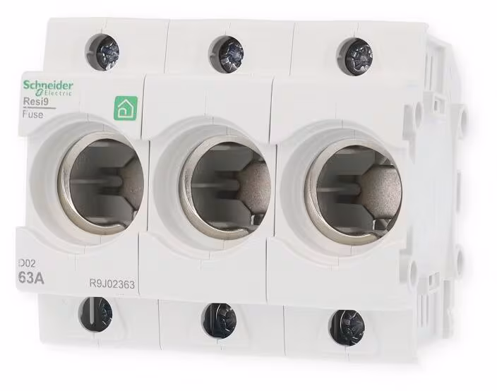 Porte-fusible Neozed D02 Schneider R9J02363, 3 pôles, 63 A, 400 V, montage sur rail DIN