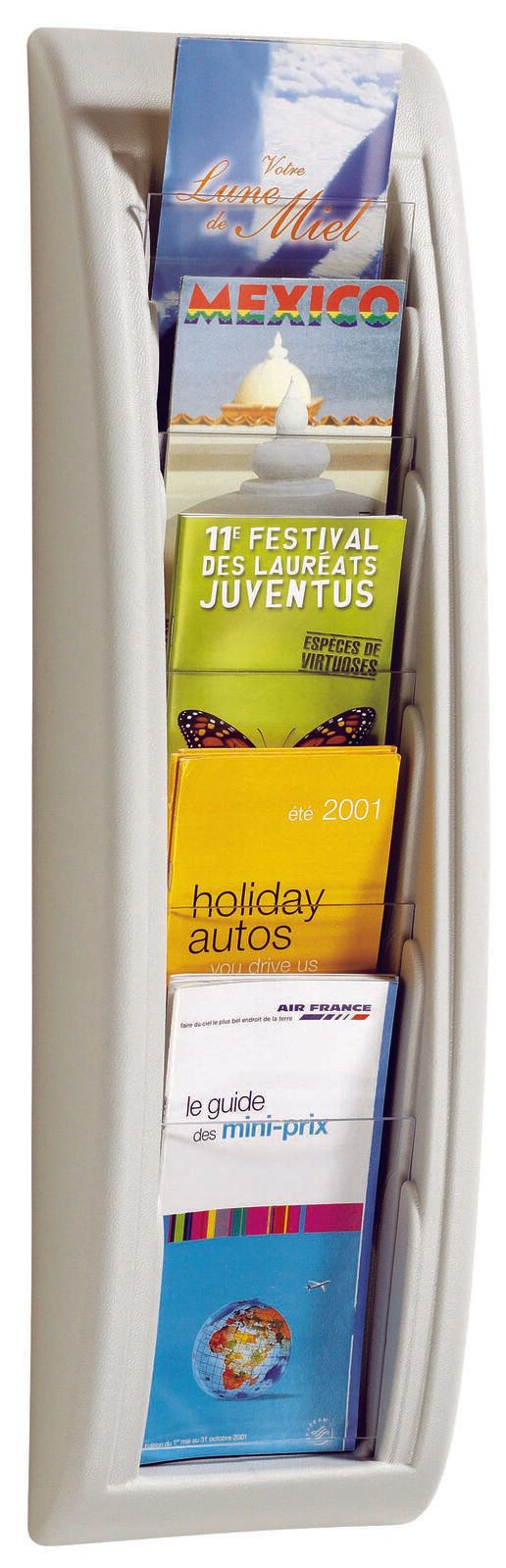 PAPERFLOW Porte-documents mural compact 1/3 DIN A4 5 compartiments gris
