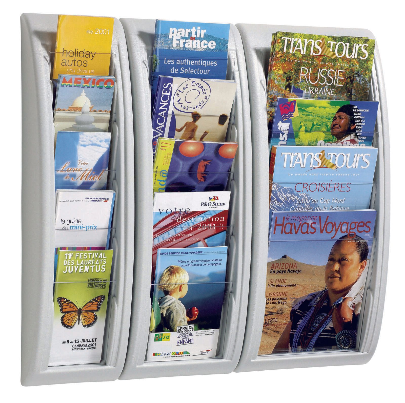 PAPERFLOW Porte-documents mural compact DIN A4 vertical 4 compartiments argent