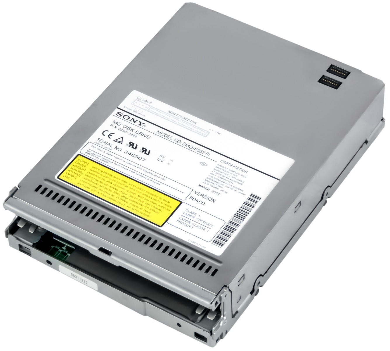 LECTEUR DE DISQUES MAGNÉTO-OPTIQUES SONY SMO-F551-01 5,2 Go SCSI 50 broches 5,25''