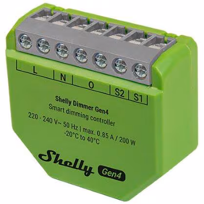 Shelly Dimmer Gen4 Relais, contrôleur d'éclairage LED, fonction de mesure, Wi-Fi, Zigbee, Matter, Bluetooth, encastré