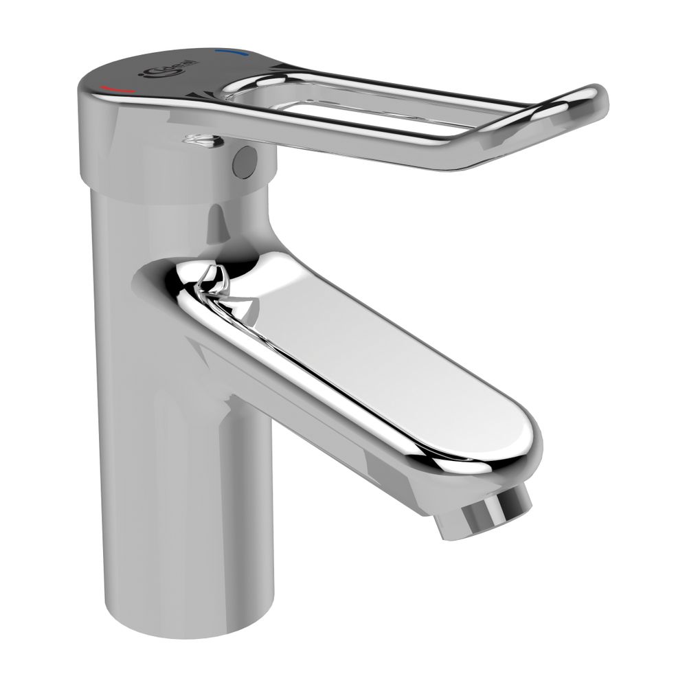 Robinetterie de lavabo Ideal Standard Ceraplus avec bec verseur et poignée en étrier sans vidange, sortie 112 mm, chromé