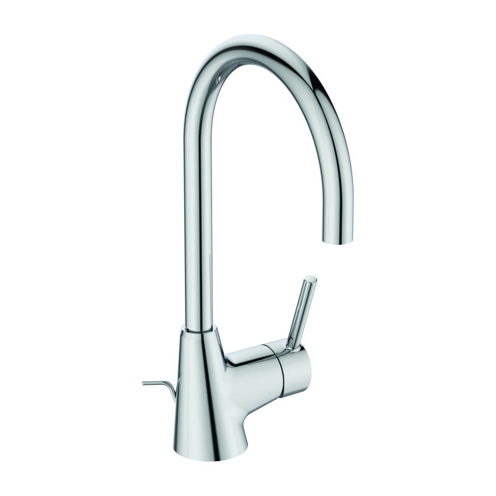 Robinetterie de lavabo Ideal Standard Ceraline, bec haut, avec évacuation, sortie 160 mm, chromé