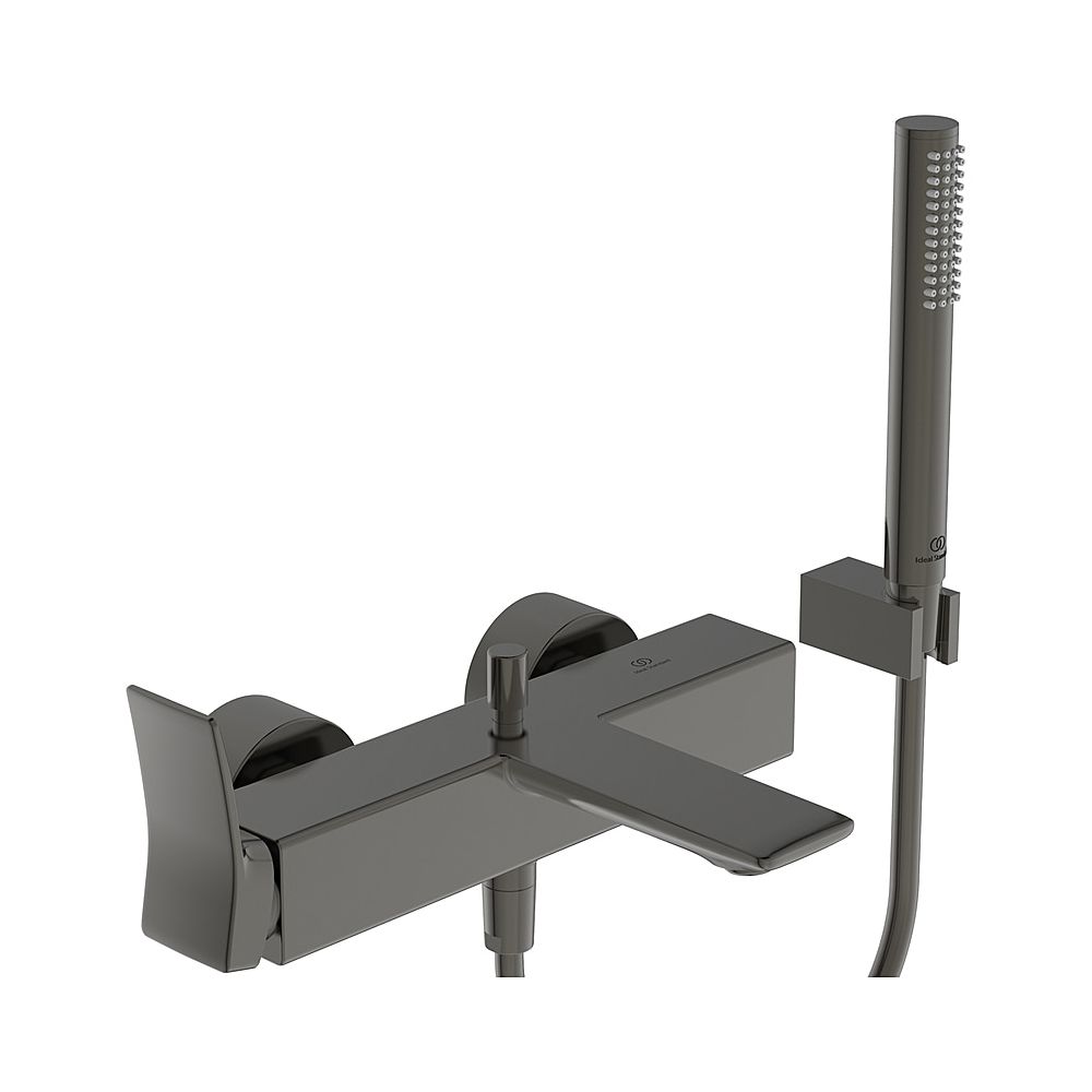 Ideal Standard Robinetterie de bain encastrée Conca, avec barre de douche, flexible de douche et support mural, Magnetic Grey