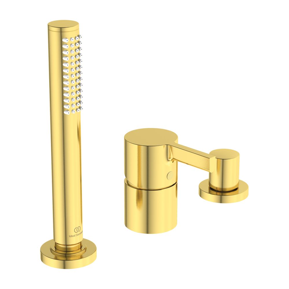 Ideal Standard Robinetterie de baignoire à encastrer JOY 3 trous, sans bec verseur, avec mitigeur et inverseur, Brushed Gold