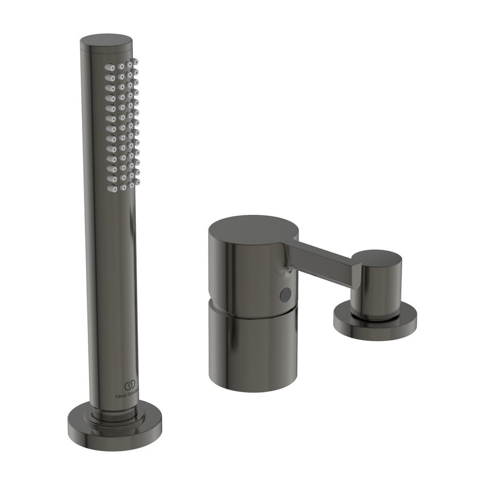Ideal Standard Robinetterie de baignoire à encastrer JOY 3 trous, sans bec verseur, avec mitigeur et inverseur, Magnetic Grey