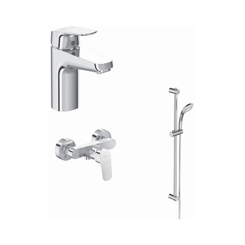 Pack robinetterie Ideal Standard Ceraflex, avec mitigeur lavabo, douchette et combinaison douche, chromé