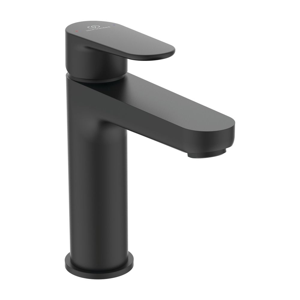 Robinetterie de lavabo Ideal Standard Cerafine O H120 avec bonde de vidange à ouverture par pression, sortie 125 mm, Silk Black