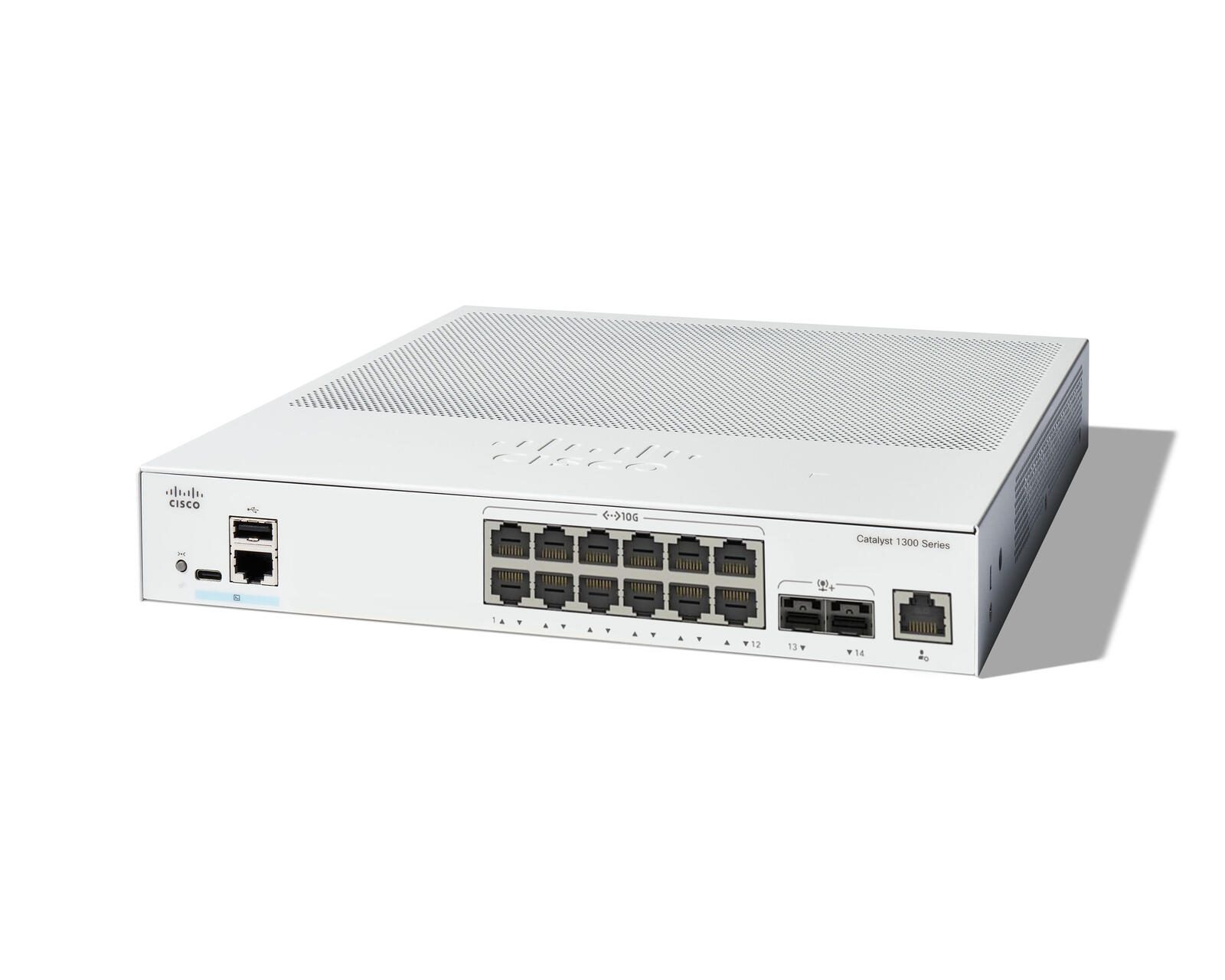 Commutateur Cisco Catalyst 1300-12XT-2X managed 12 ports 10G cuivre, 2x 10GE-SFP+ (C1300-12XT-2X) - Protection de durée de vie limitée