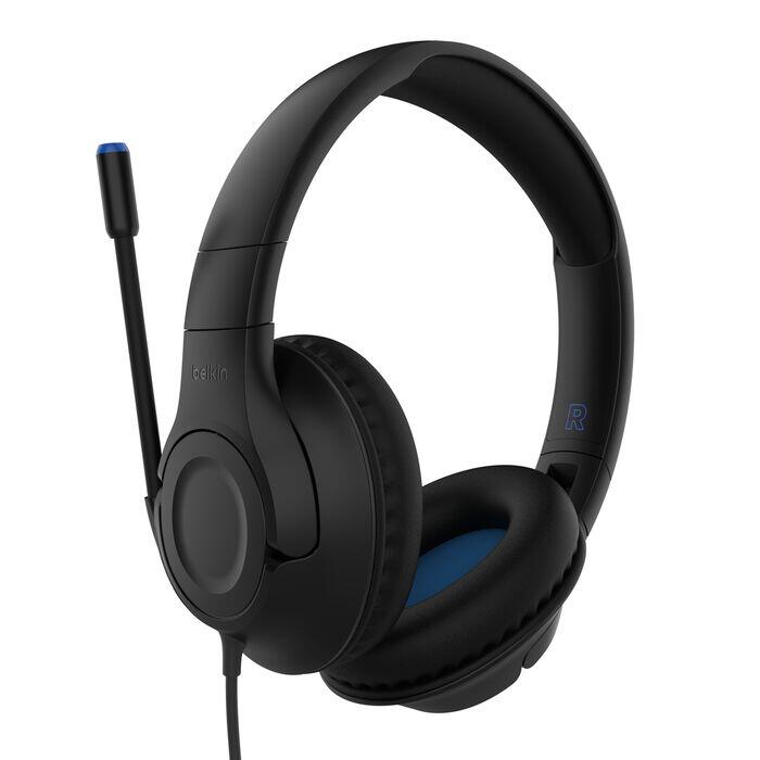 Casque gaming sur-oreille pour enfants Belkin avec câble, noir