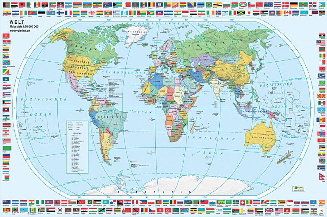 Sous-main VELOFLEX 60,0 x 40,0 cm Carte du monde