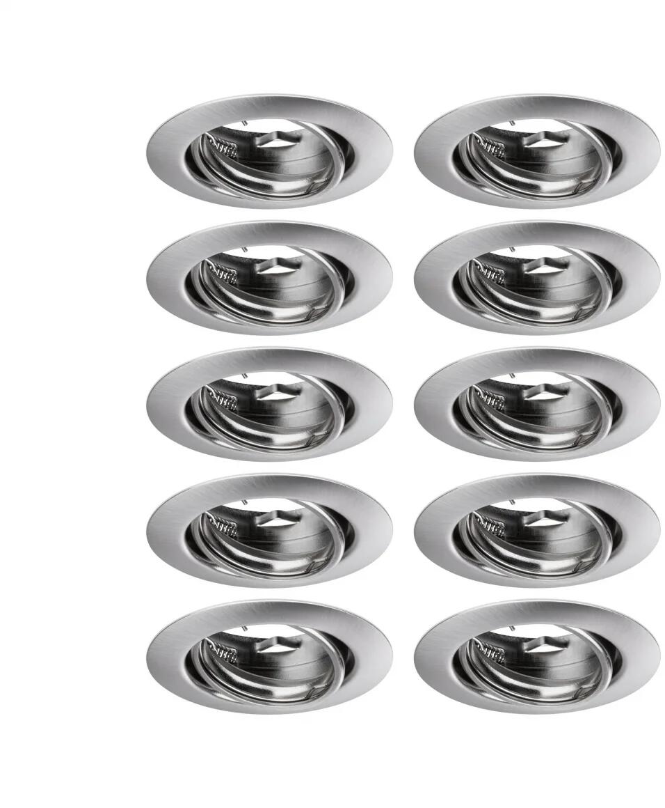 Paulmann Set de base de spots encastrables orientables Base rond 90 mm 20° GU10 max. 10W 230V dimmable, fer brossé (93399)