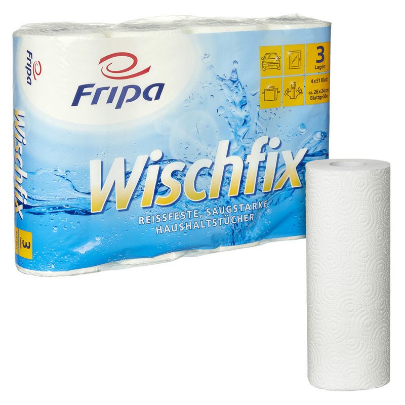 Rouleaux essuie-tout Wischfix 3 couches Fripa 1 boîte = 32 rouleaux