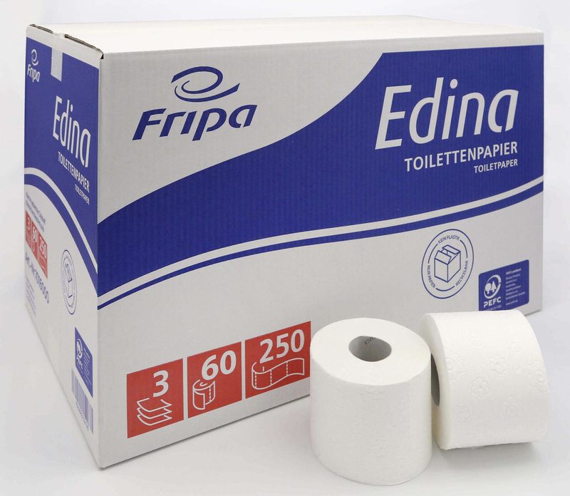 Fripa Papier toilette Edina 3 couches 1 carton = 60 rouleaux