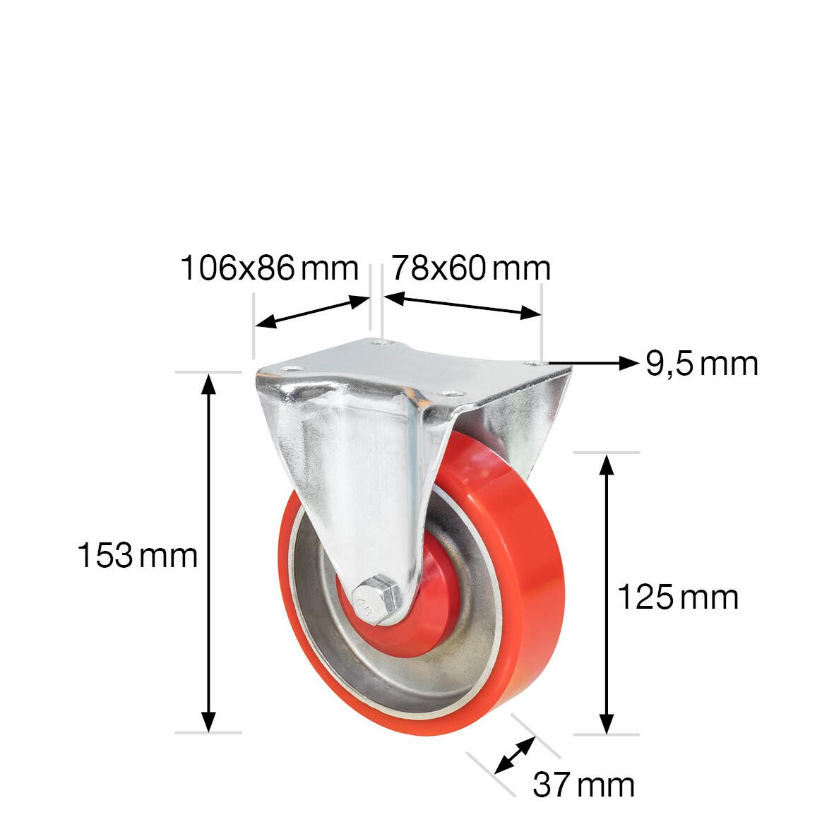 WAGNER® design yourself Roue de support pour charges lourdes RO 0325 rouge