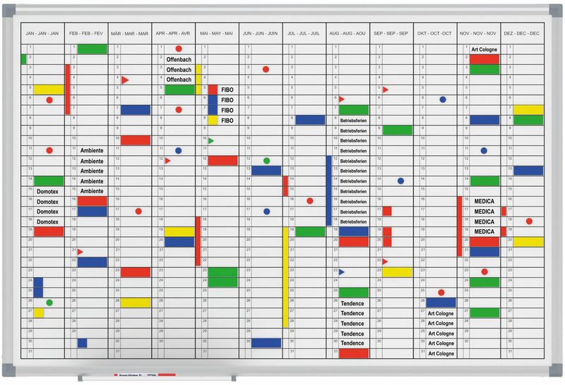 Planning annuel MAUL MAULoffice avec set d'accessoires, 60,0 x 90,0 cm