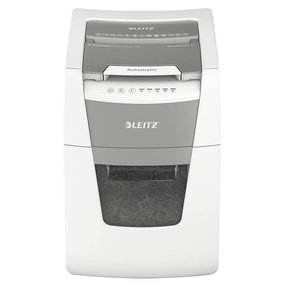 Leitz IQ AutoFeed Small Office 100 - Destructeur de documents niveau de sécurité P4, bac de 34 litres
