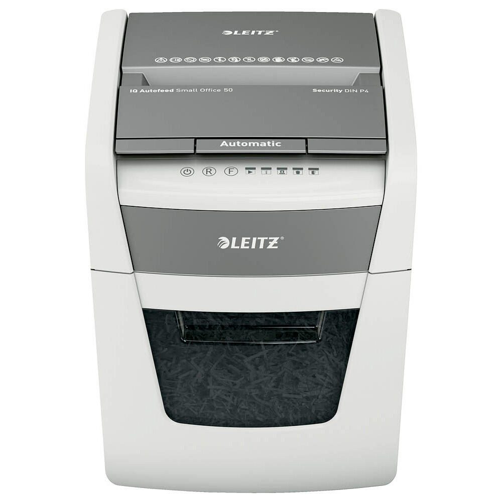 Leitz IQ AutoFeed Small Office 50 Destructeur de documents Niveau de sécurité P4, bac de récupération 20 litres