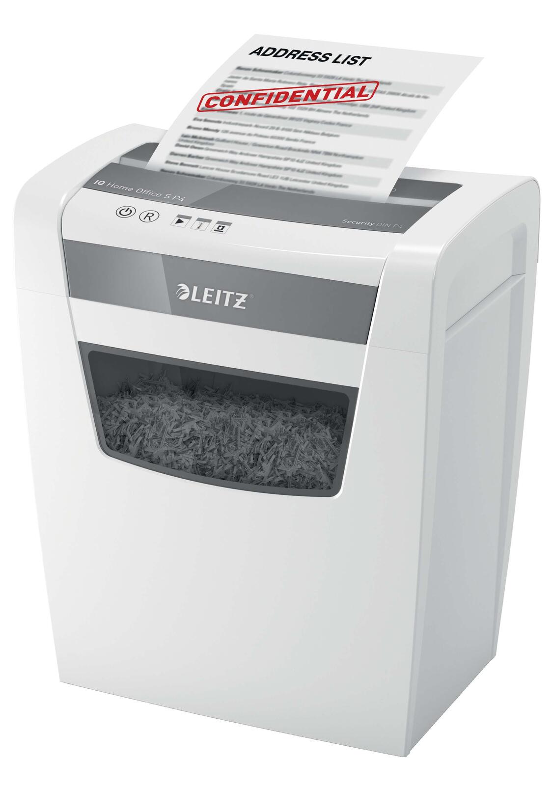 Broyeur de documents LEITZ IQ Home Office S à coupe croisée jusqu'à 8 feuilles, blanc