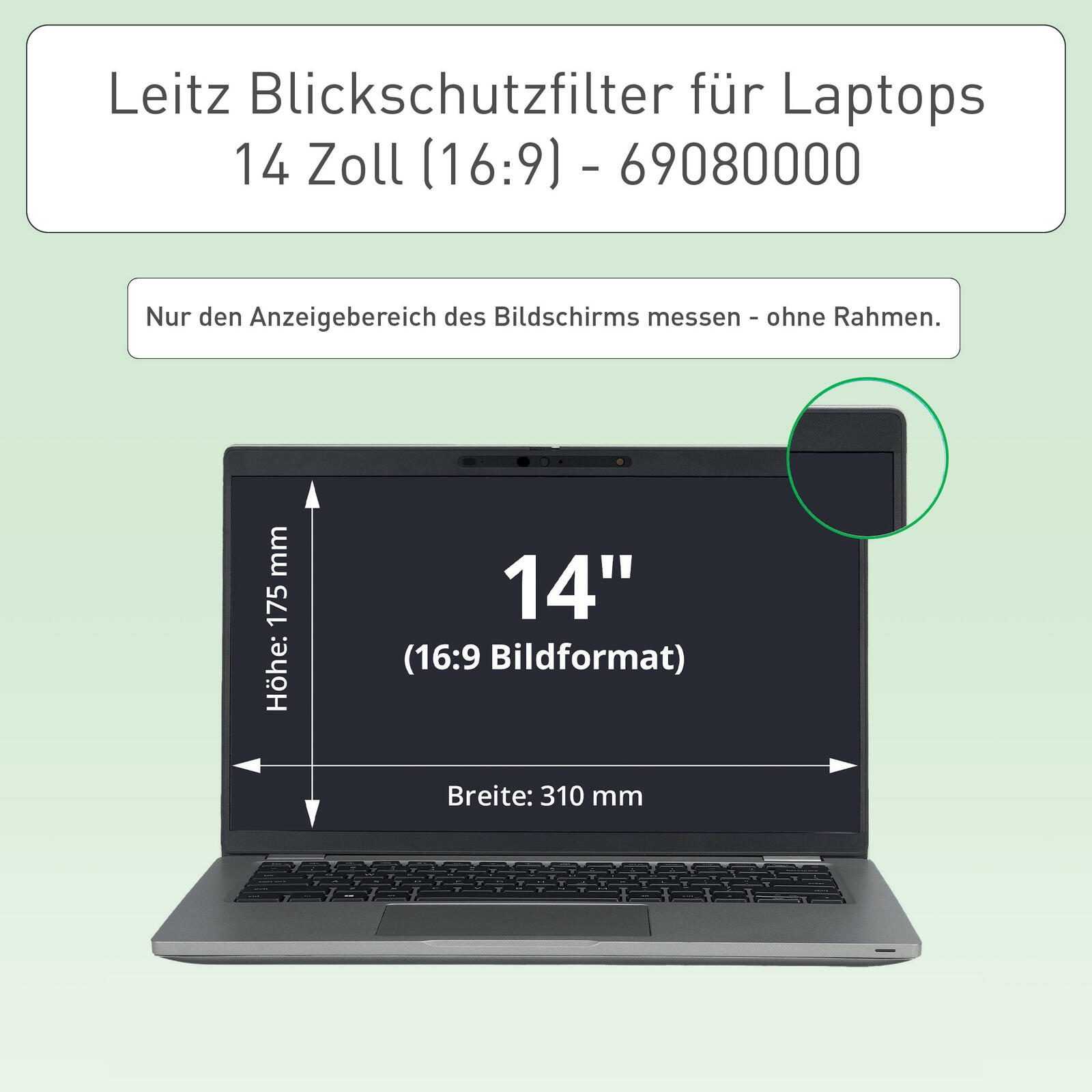 Film de protection d'écran anti-reflets Leitz pour 35,6 cm (14,0 pouces)