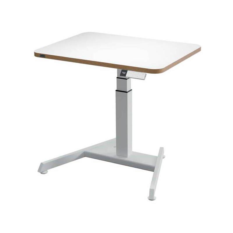 Bureau assis-debout électrique LEITZ Ergo blanc rectangulaire, piètement en A blanc 80,0 x 60,0 cm