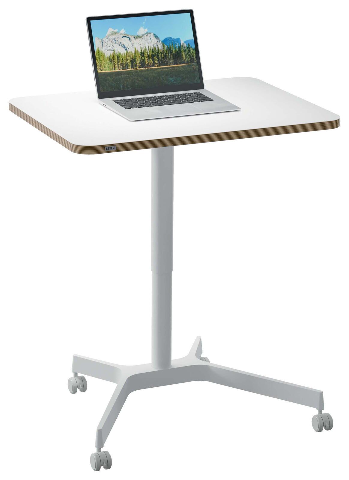 Bureau assis-debout LEITZ Ergo blanc rectangulaire, piètement 4 pieds blanc 80,0 x 60,0 cm