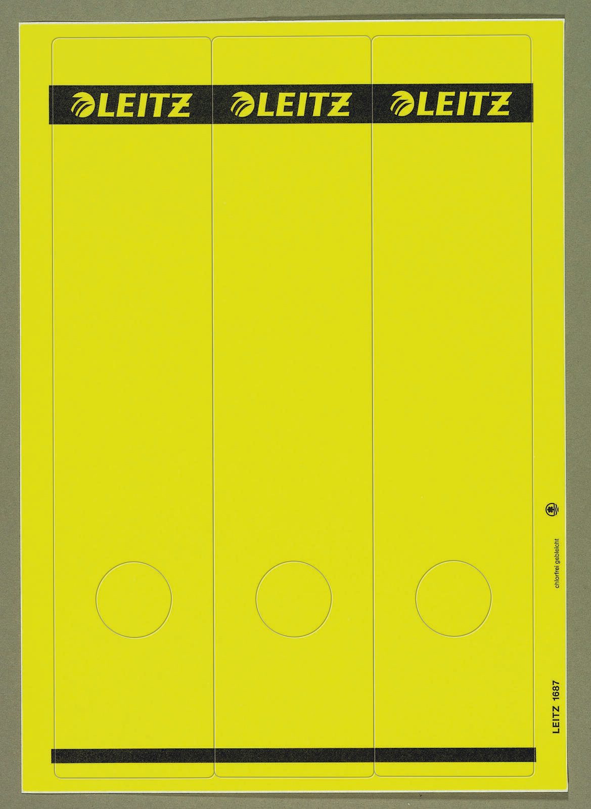 Étiquettes pour classeurs LEITZ 1687 (8 cm de largeur de dos) 61,5 x 285,0 mm - 1 boîte = 75 étiquettes — lot de 75 pièces