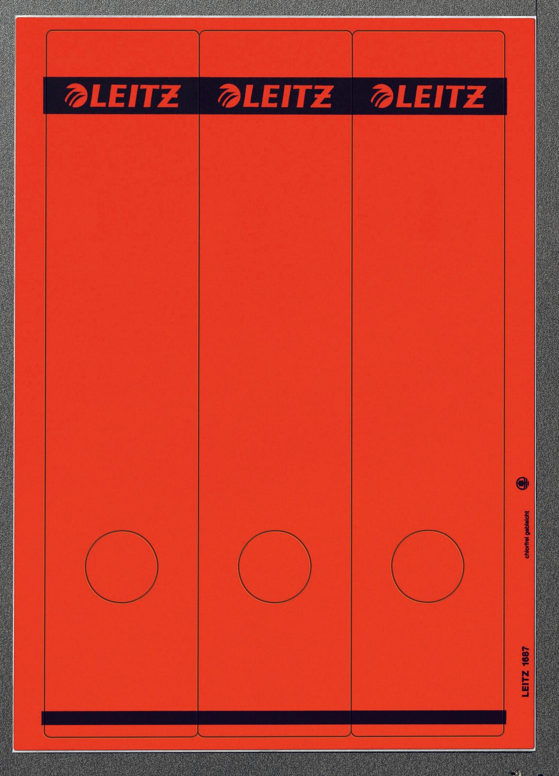 Étiquettes pour classeurs LEITZ 1687 (8 cm de largeur de dos) 61,5 x 285,0 mm - 1 boîte = 75 étiquettes — lot de 75 pièces