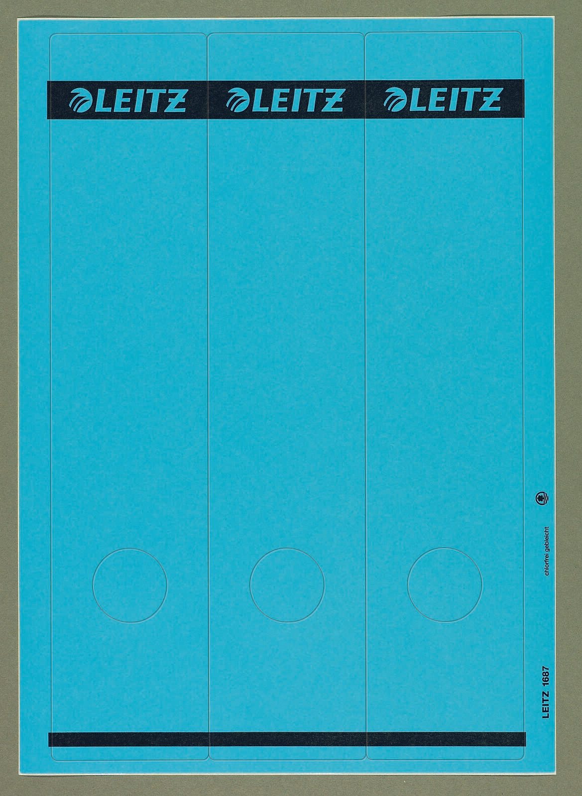 Étiquettes pour classeurs LEITZ 1687 (8 cm de largeur de dos) 61,5 x 285,0 mm - 1 boîte = 75 étiquettes — lot de 75 pièces