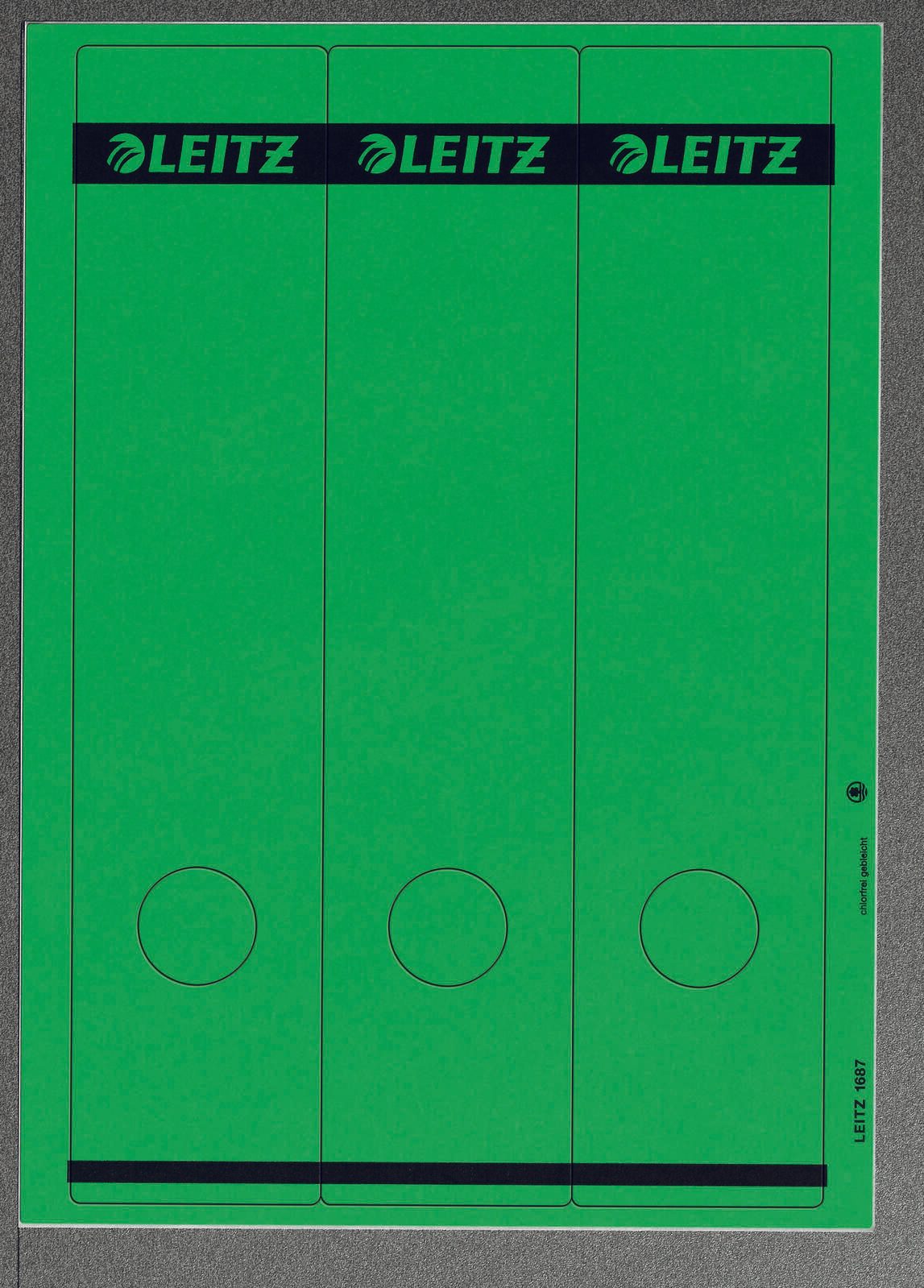 Étiquettes pour classeurs LEITZ 1687 (8 cm de largeur de dos) 61,5 x 285,0 mm - 1 boîte = 75 étiquettes — lot de 75 pièces