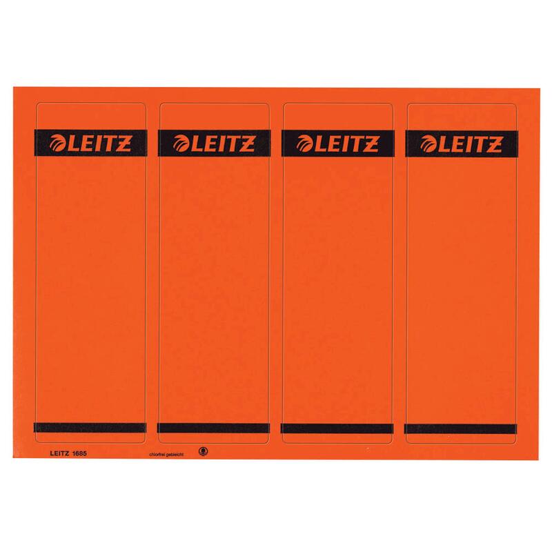 Étiquettes pour classeurs Leitz 16852025 - format court/large - papier rouge - 100 étiquettes/paquet
