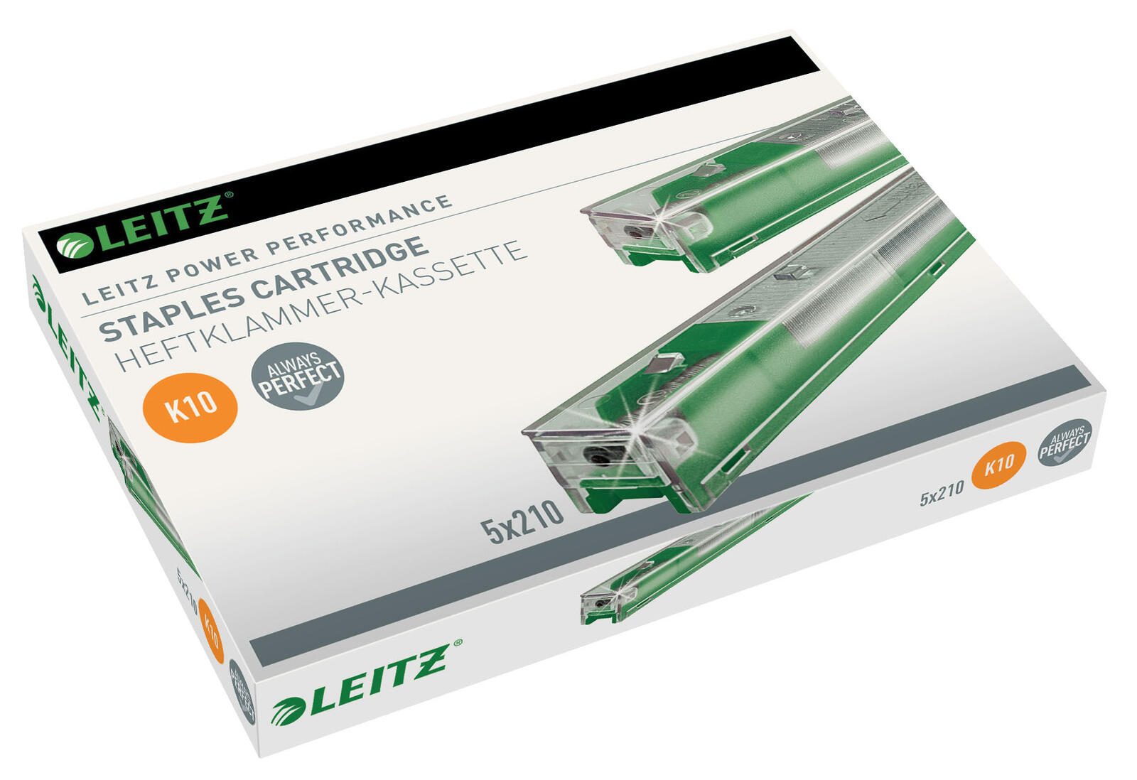 Cassette de agrafes Leitz K10 55930000 zinguée 5x210 pièces/emballage
