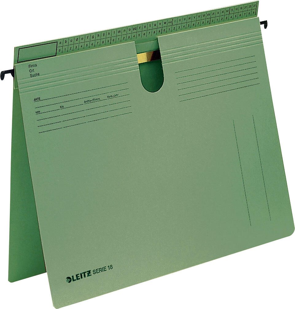 LEITZ Chemisier Alpha à accrocher pour reliure administrative ou commerciale DIN A4 vert - 1 boîte = 50 unités — lot de 50 pièces