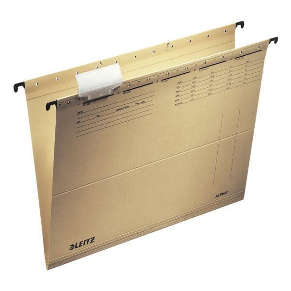 LEITZ Chemises Alpha® 1915 à accrocher en carton naturel brun - 1 boîte = 25 unités — lot de 25 pièces