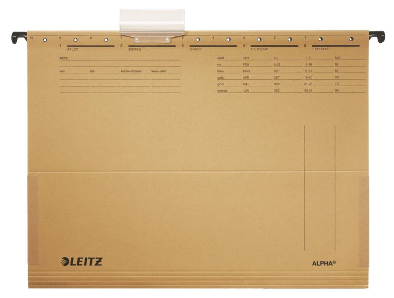 LEITZ Pochette Alpha 1916 à accrocher en carton naturel brun - 1 boîte = 25 unités — lot de 25 pièces