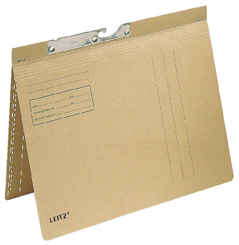 LEITZ Chemisier à suspension DIN A4 pour reliure commerciale en carton naturel brun - 1 boîte = 50 unités — lot de 50 pièces