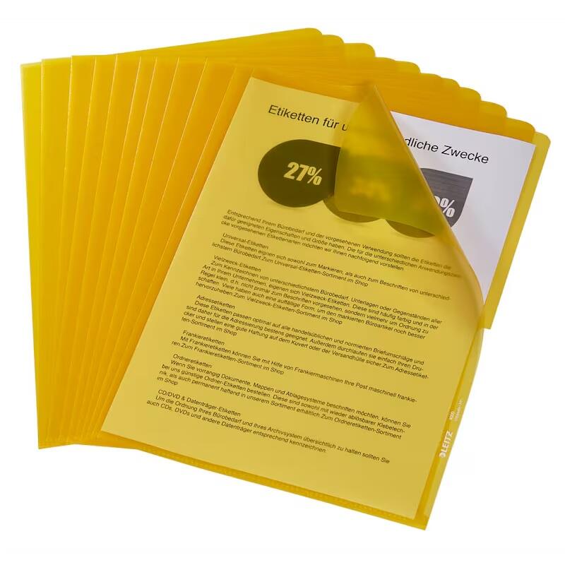 LEITZ Poches transparentes DIN A4 jaune - 100 pièces — lot de 100 pièces